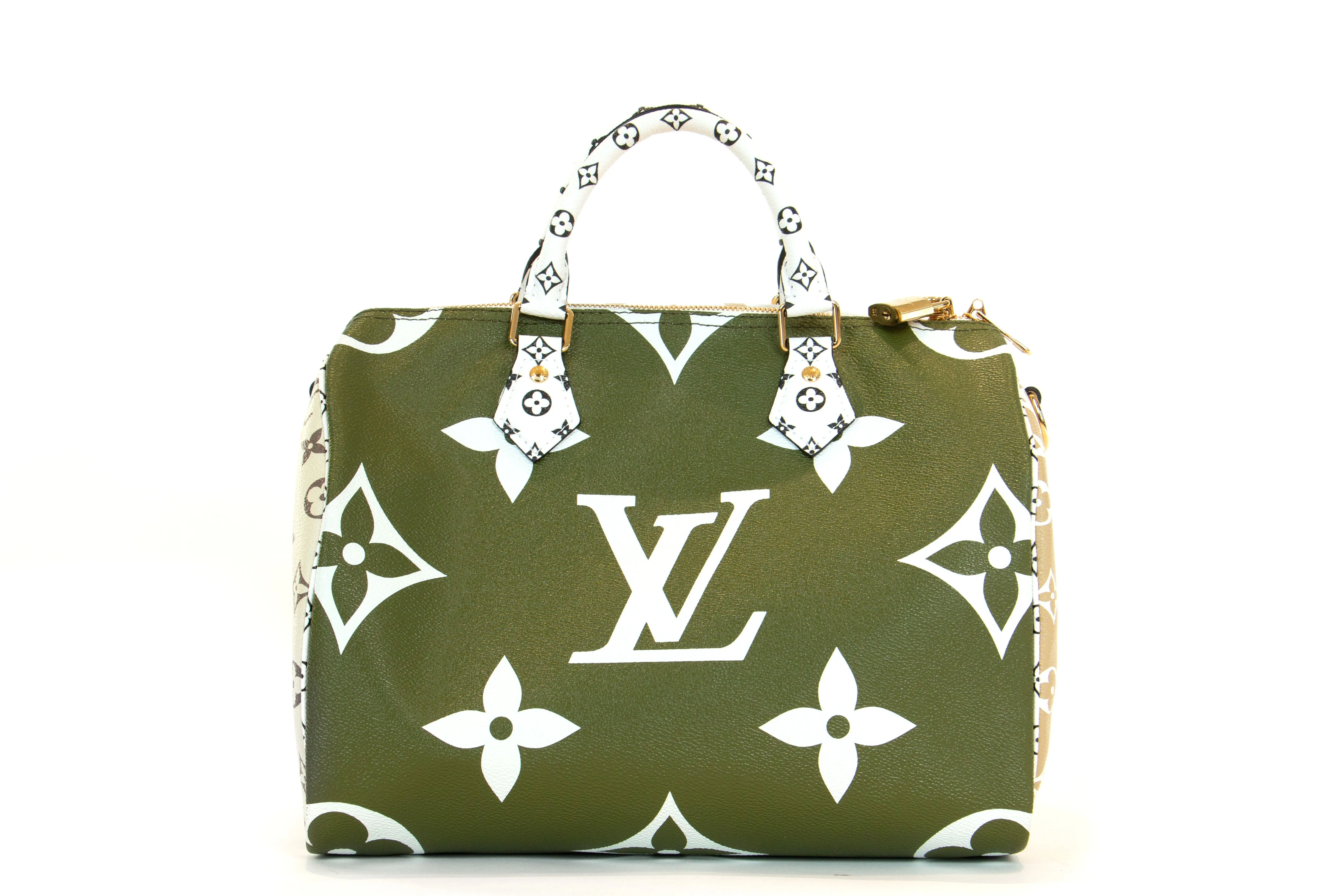 Louis Vuitton Monogram Giant Speedy Bandouliere 30 Kaki Creme