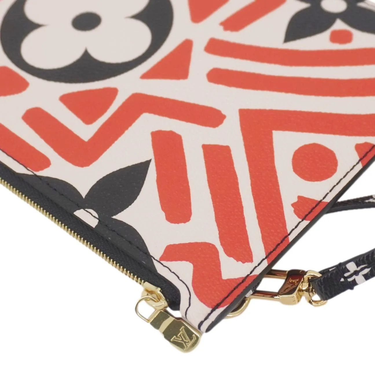 LOUIS VUITTON Neverfull Crafty Giant Monogram Canvas Wristlet Pouch Red