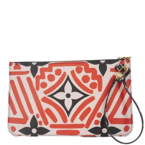 LOUIS VUITTON Neverfull Crafty Giant Monogram Canvas Wristlet Pouch Red