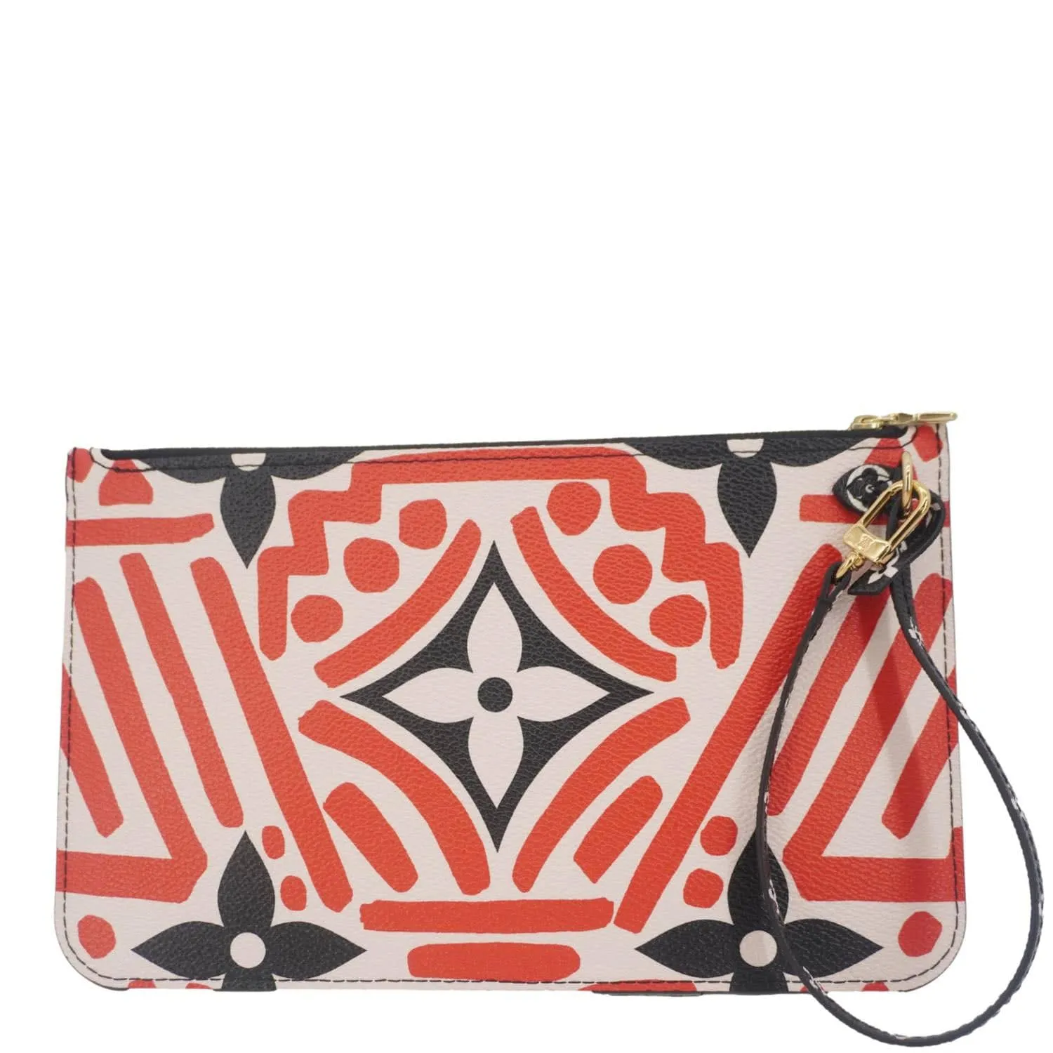 LOUIS VUITTON Neverfull Crafty Giant Monogram Canvas Wristlet Pouch Red