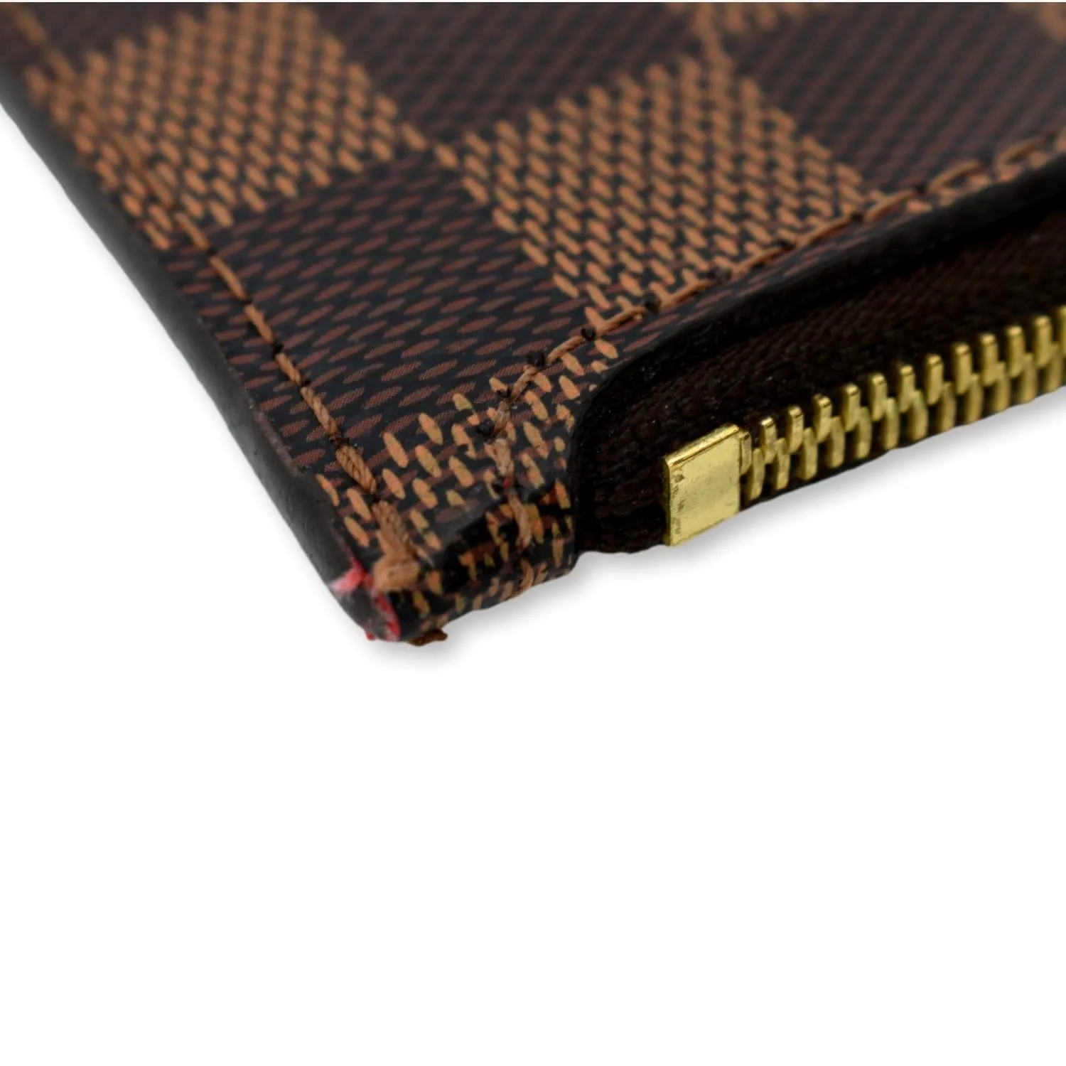 LOUIS VUITTON  Neverfull Damier Ebene Pochette Wristlet Pouch Brown