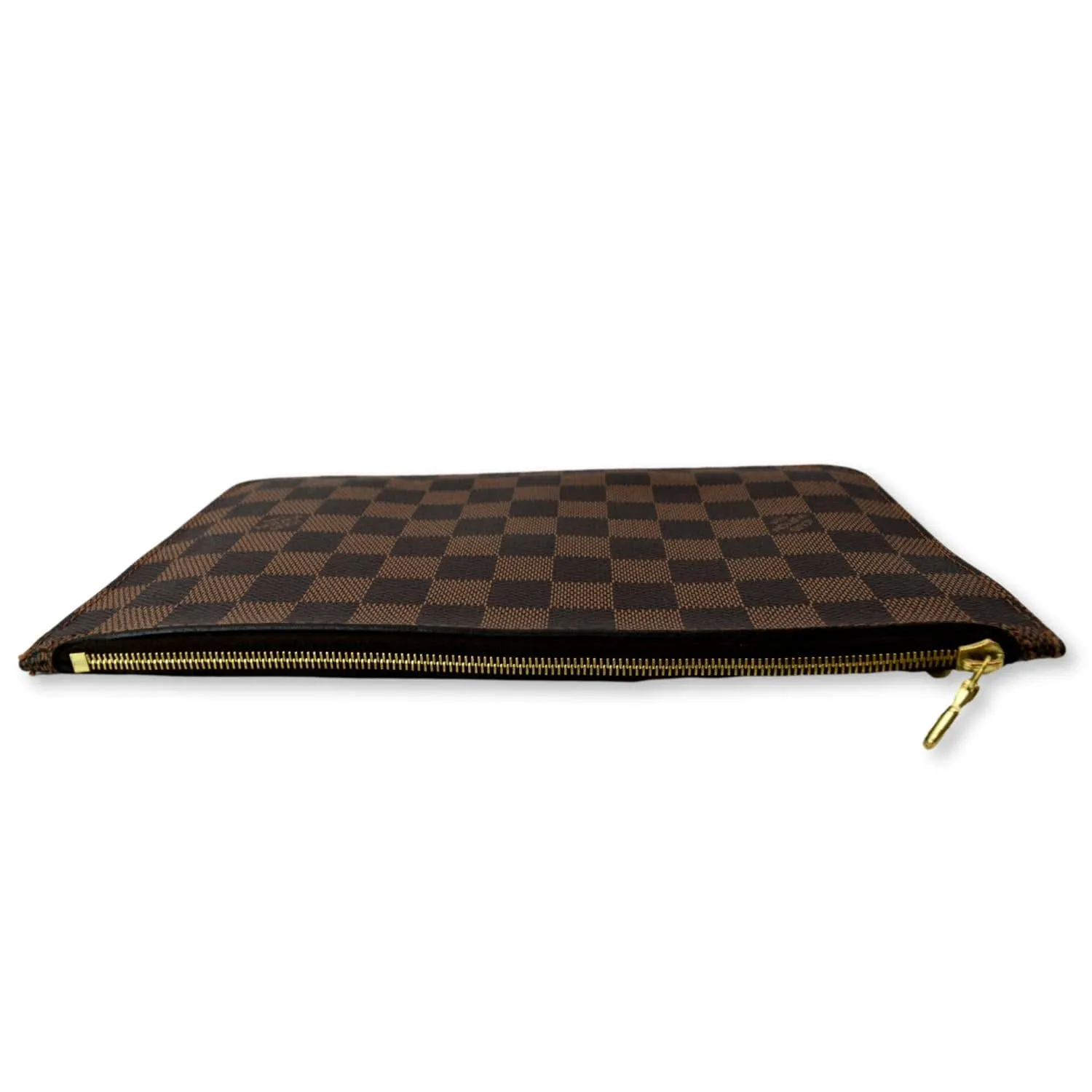 LOUIS VUITTON  Neverfull Damier Ebene Pochette Wristlet Pouch Brown