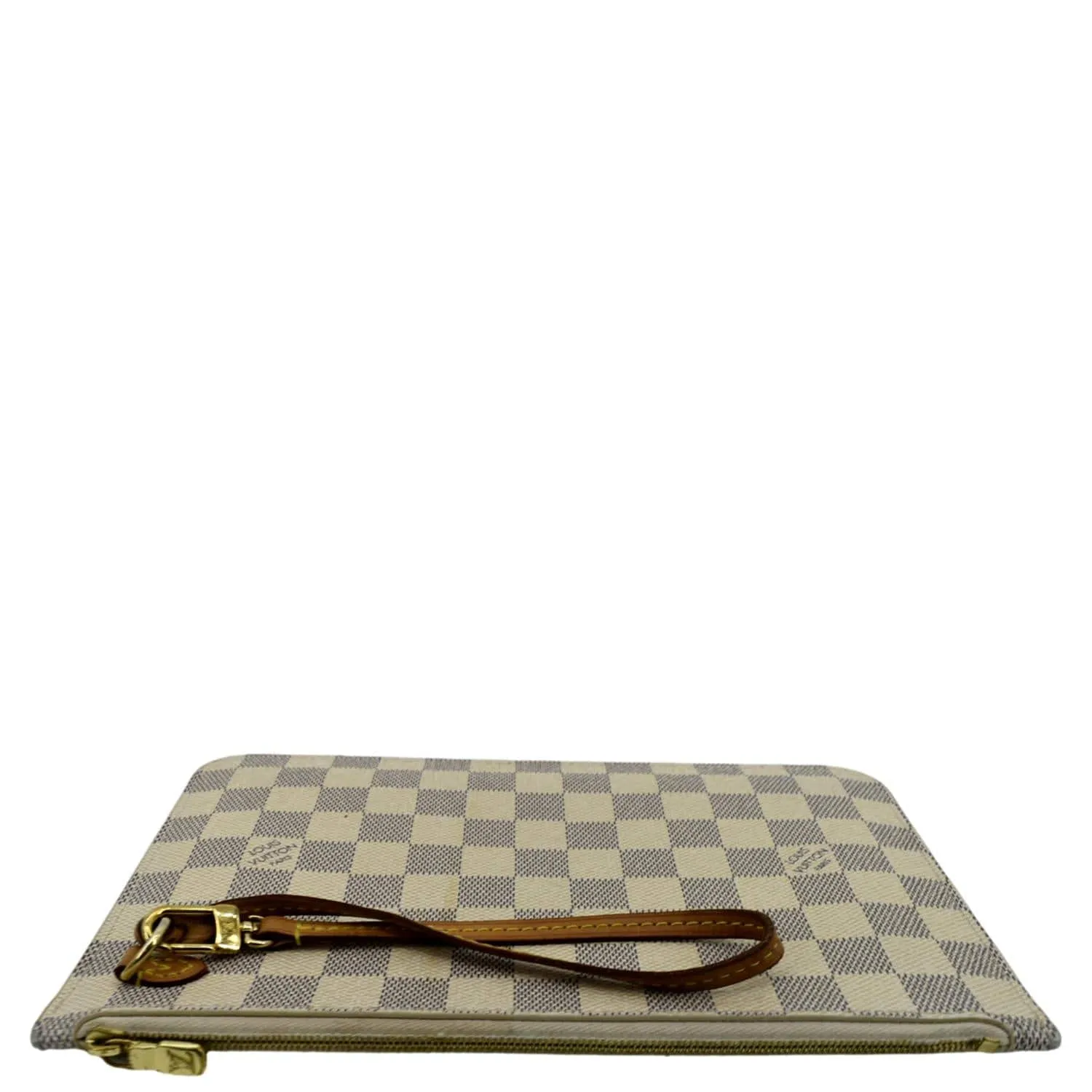LOUIS VUITTON  Neverfull GM Damier Azur Pochette Wristlet Pouch White