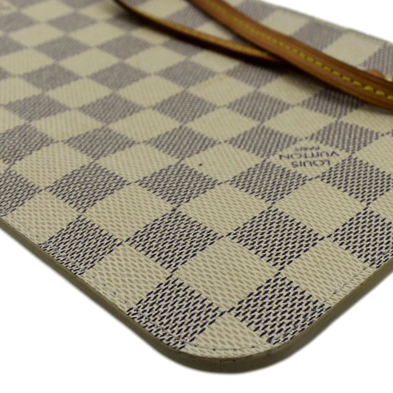 LOUIS VUITTON  Neverfull GM Damier Azur Pochette Wristlet Pouch White