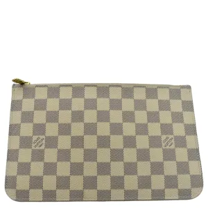 LOUIS VUITTON  Neverfull GM Damier Azur Pochette Wristlet Pouch White