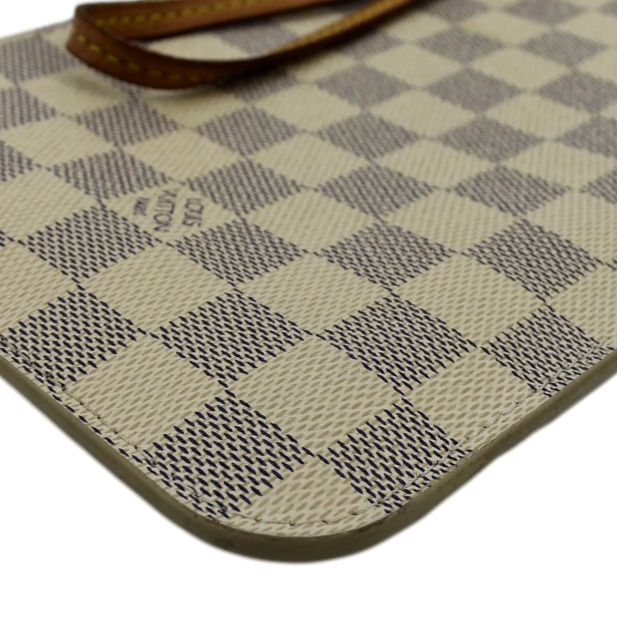 LOUIS VUITTON  Neverfull GM Damier Azur Pochette Wristlet Pouch White