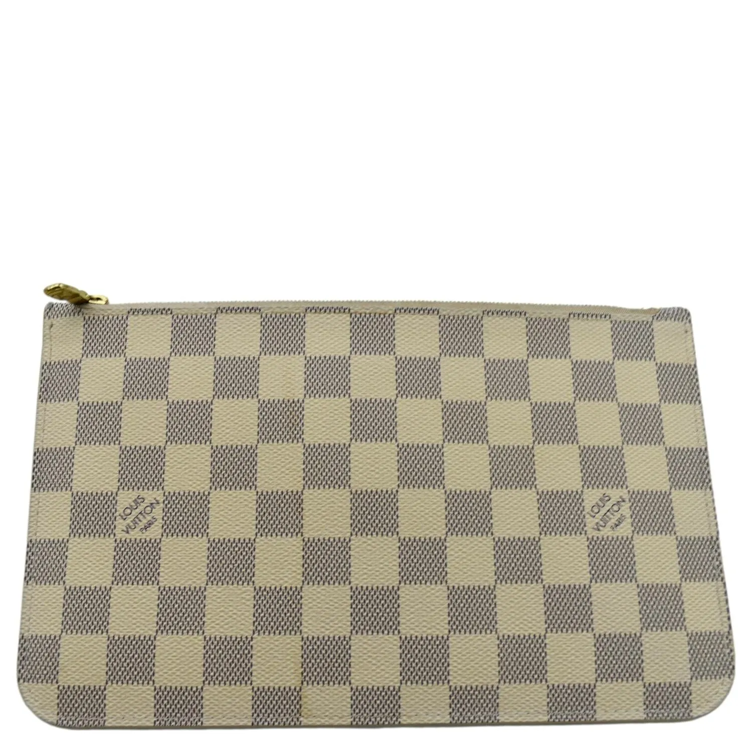 LOUIS VUITTON  Neverfull GM Damier Azur Pochette Wristlet Pouch White