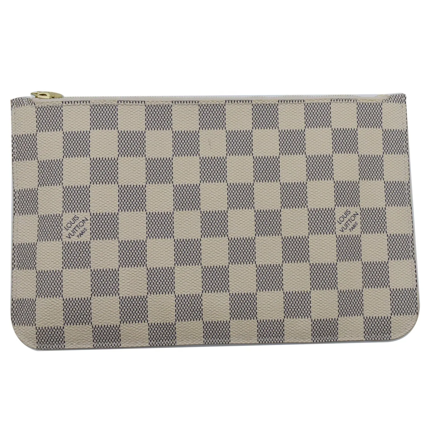 LOUIS VUITTON Neverfull GM Damier Azur Pochette Wristlet Pouch White