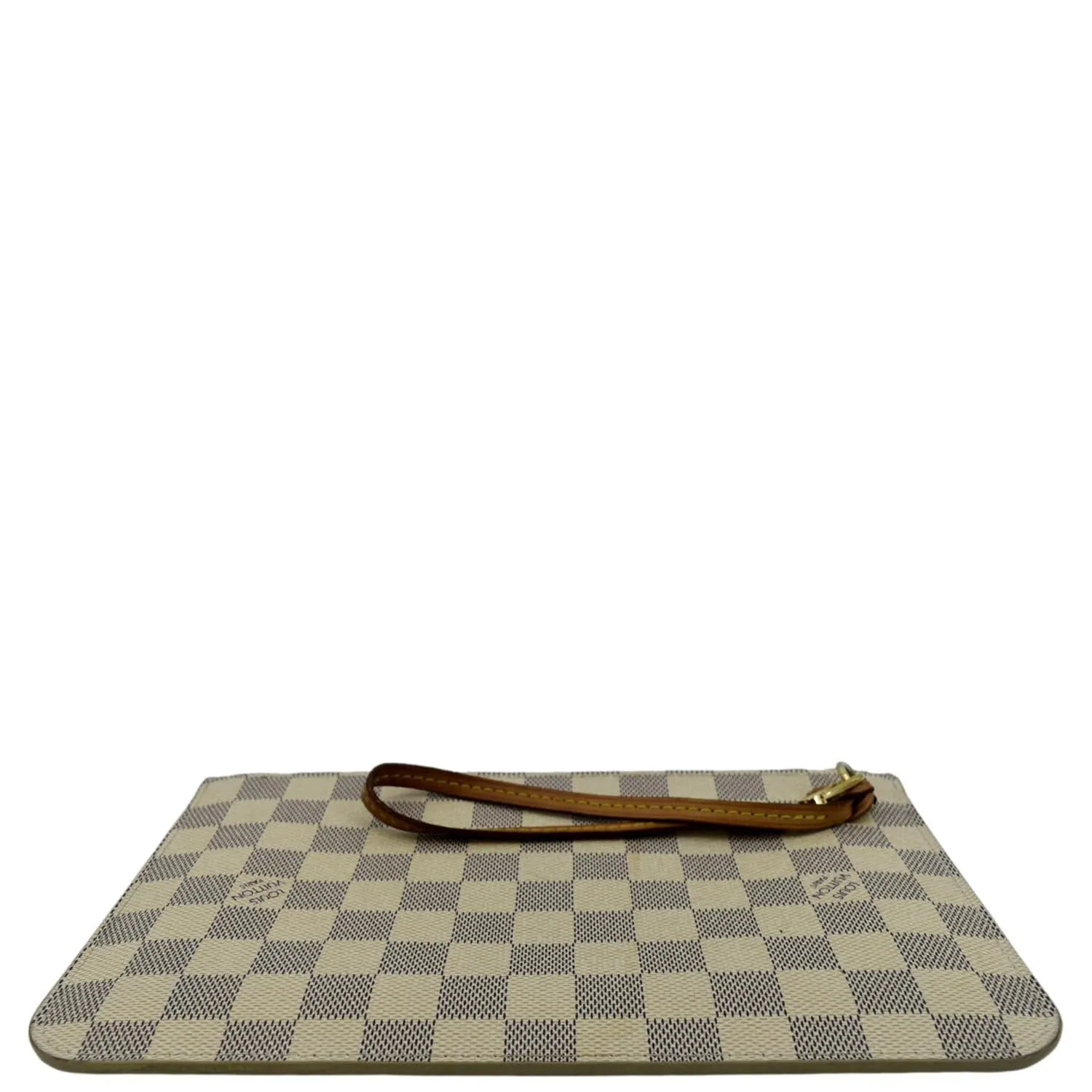 LOUIS VUITTON  Neverfull GM Damier Azur Pochette Wristlet Pouch White