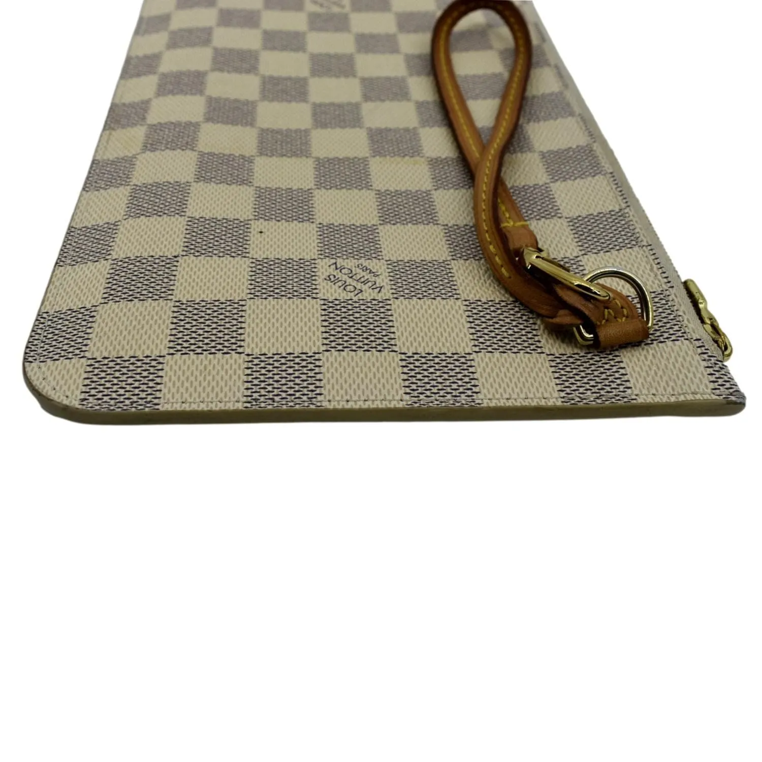 LOUIS VUITTON  Neverfull GM Damier Azur Pochette Wristlet Pouch White