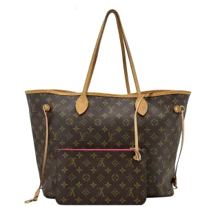 LOUIS VUITTON Neverfull GM Monogram Canvas Shoulder Bag Fuchsia