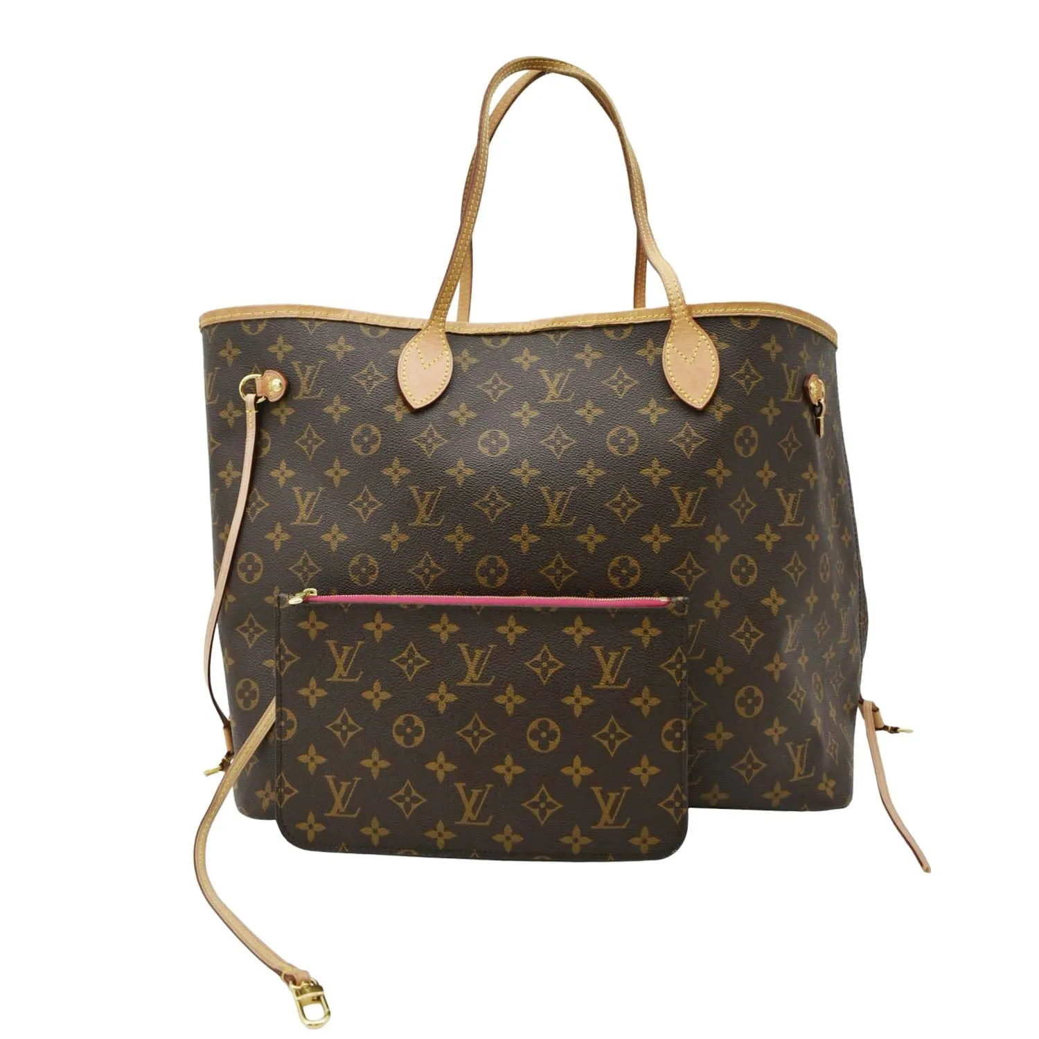 LOUIS VUITTON Neverfull GM Monogram Canvas Shoulder Bag Fuchsia