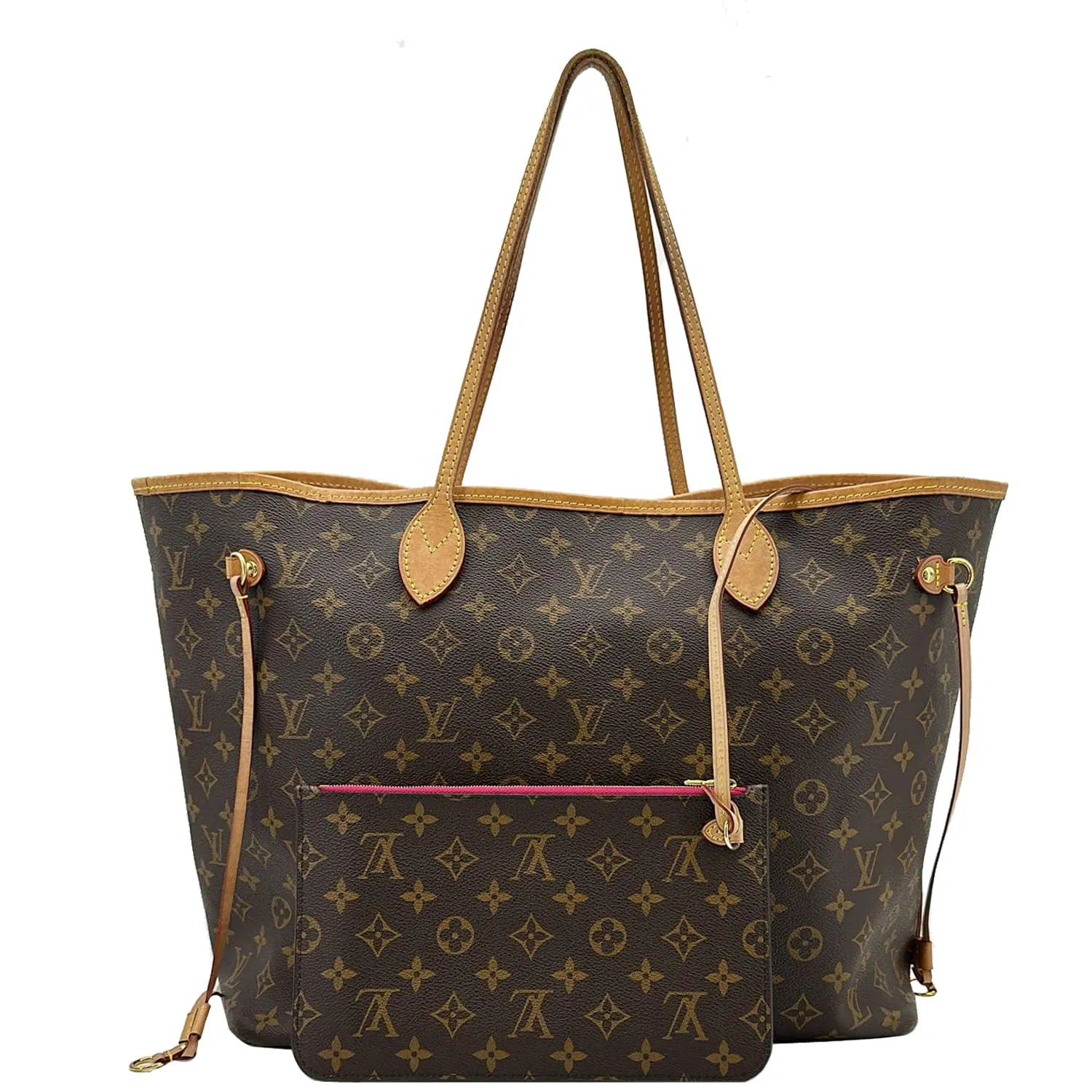 LOUIS VUITTON Neverfull GM Monogram Canvas Shoulder Bag Fuchsia