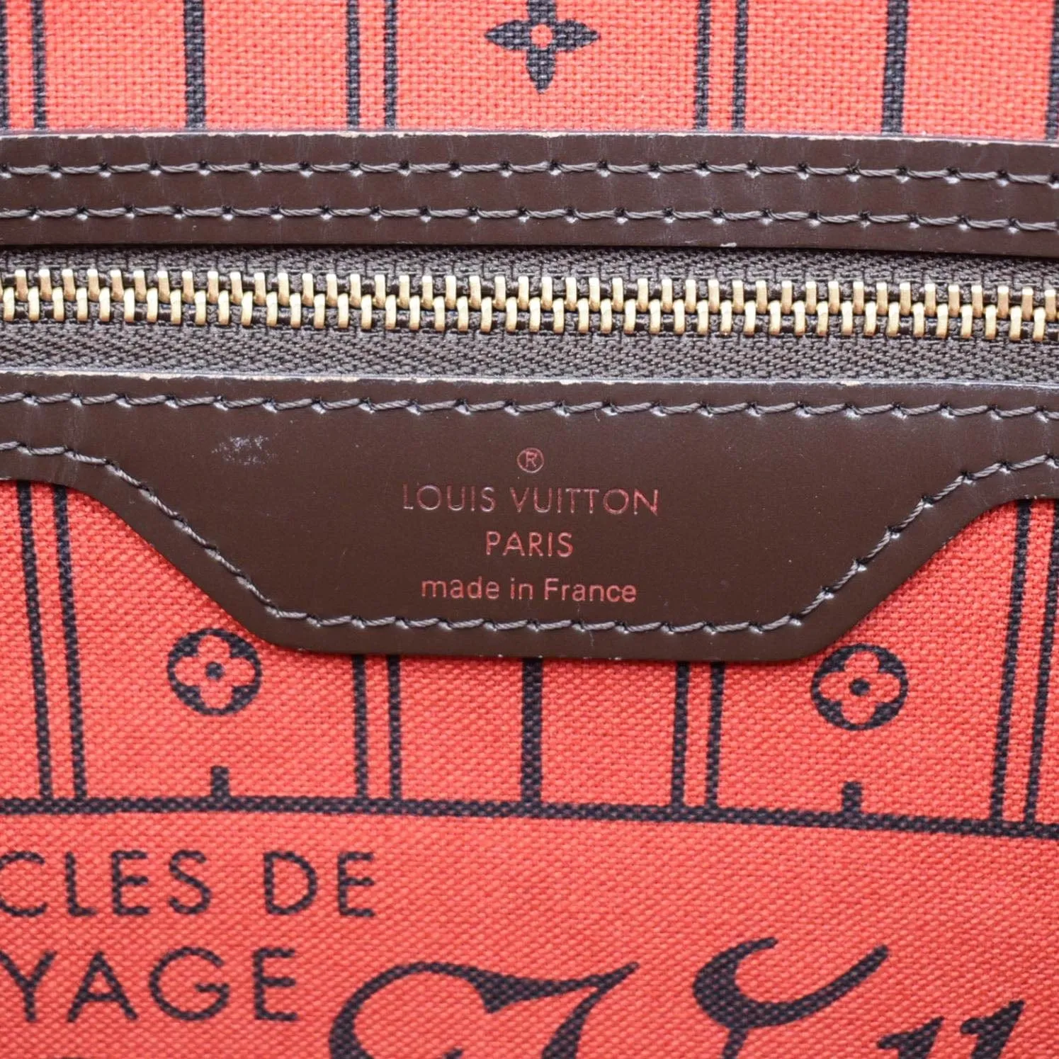 LOUIS VUITTON Neverfull MM Damier Ebene Shoulder Bag Brown