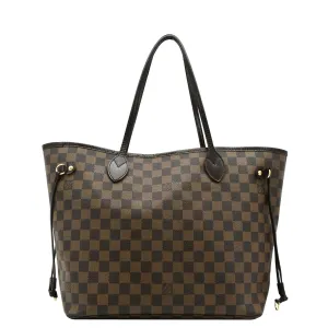 LOUIS VUITTON Neverfull MM Damier Ebene Shoulder Bag Brown