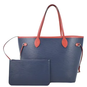 LOUIS VUITTON Neverfull MM Epi Leather Tote Shoulder Bag Blue