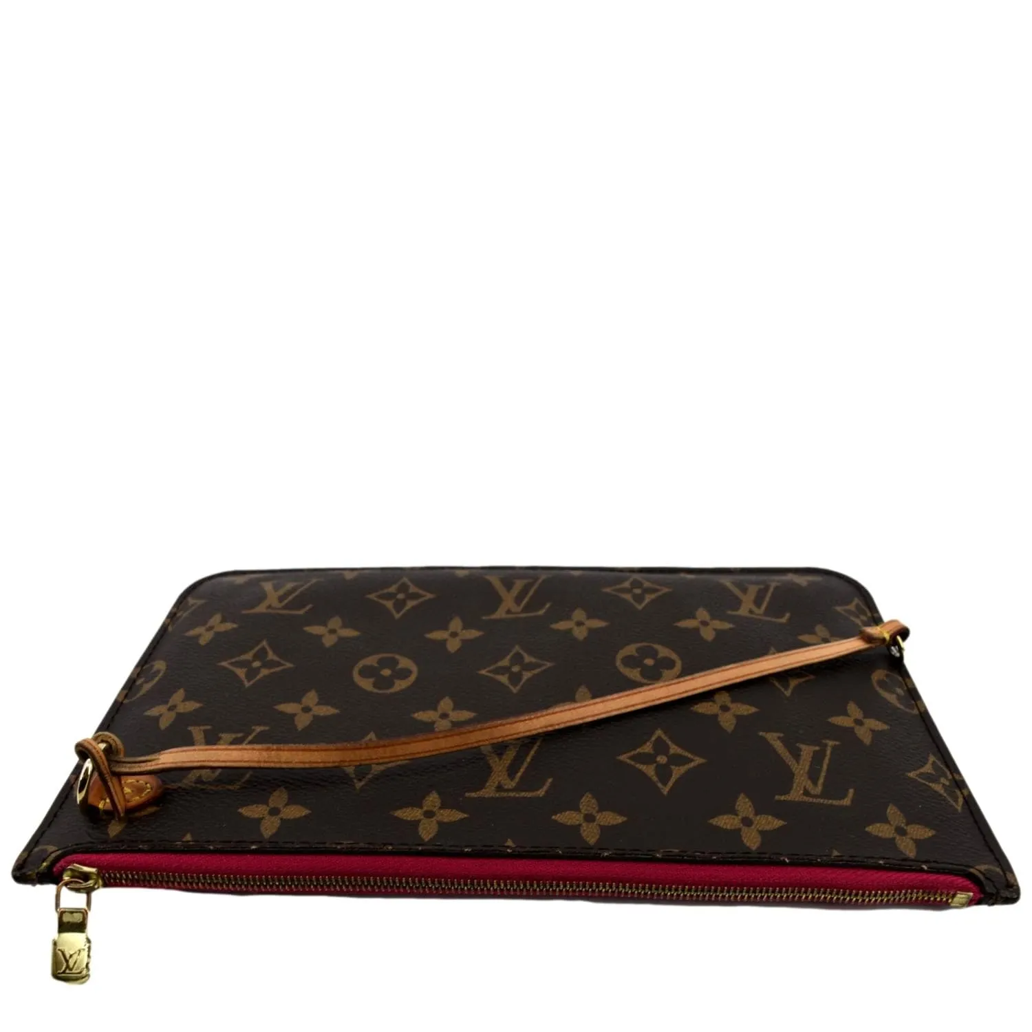 LOUIS VUITTON  Neverfull Monogram Canvas Pochette Wristlet Pouch Brown