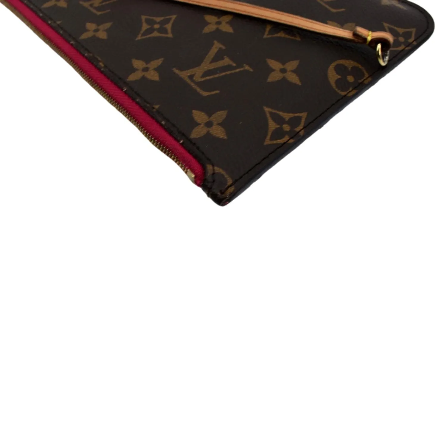 LOUIS VUITTON  Neverfull Monogram Canvas Pochette Wristlet Pouch Brown