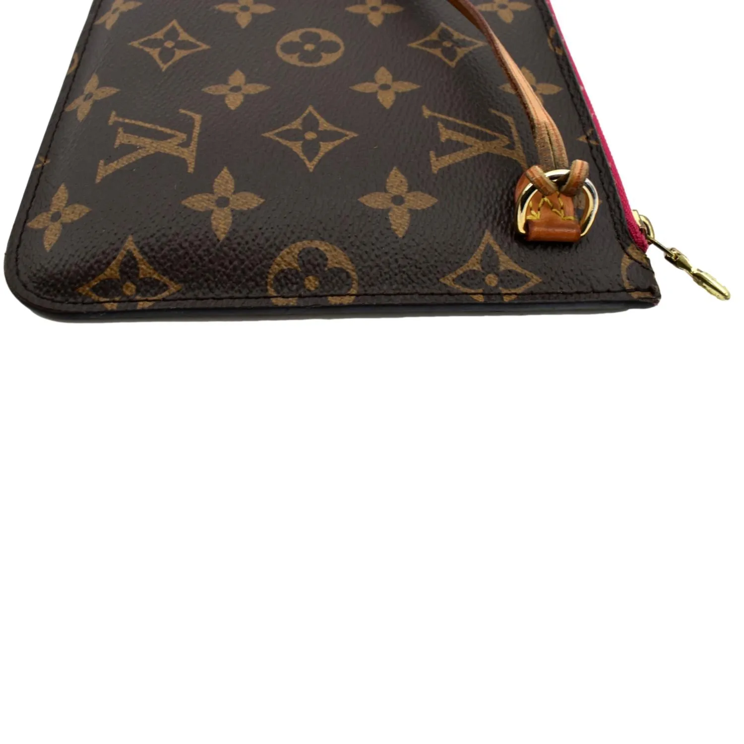 LOUIS VUITTON  Neverfull Monogram Canvas Pochette Wristlet Pouch Brown