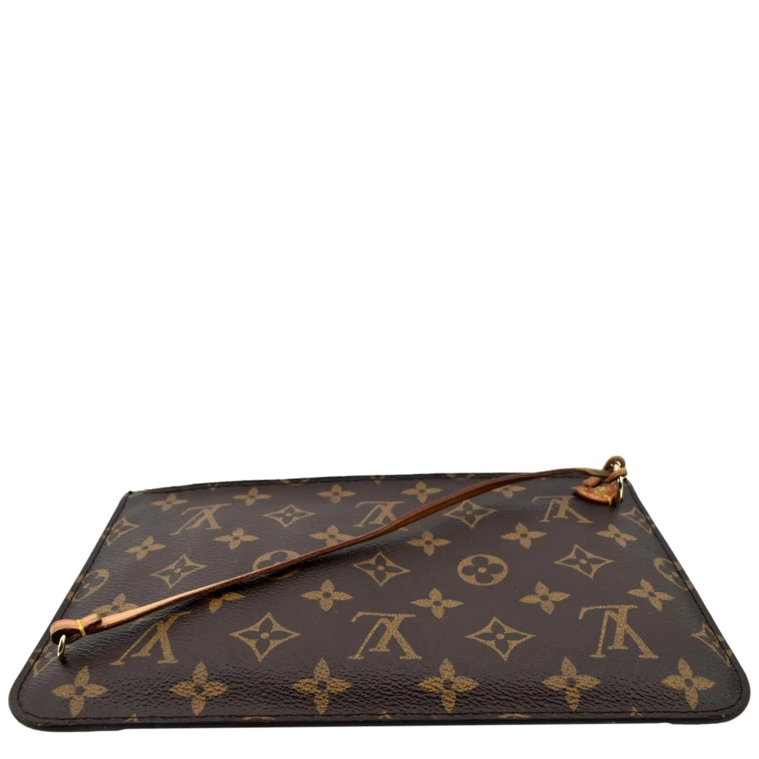 LOUIS VUITTON  Neverfull Monogram Canvas Pochette Wristlet Pouch Brown