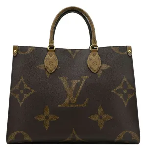 LOUIS VUITTON Onthego MM Giant Monogram Reverse Canvas Tote Bag Brown