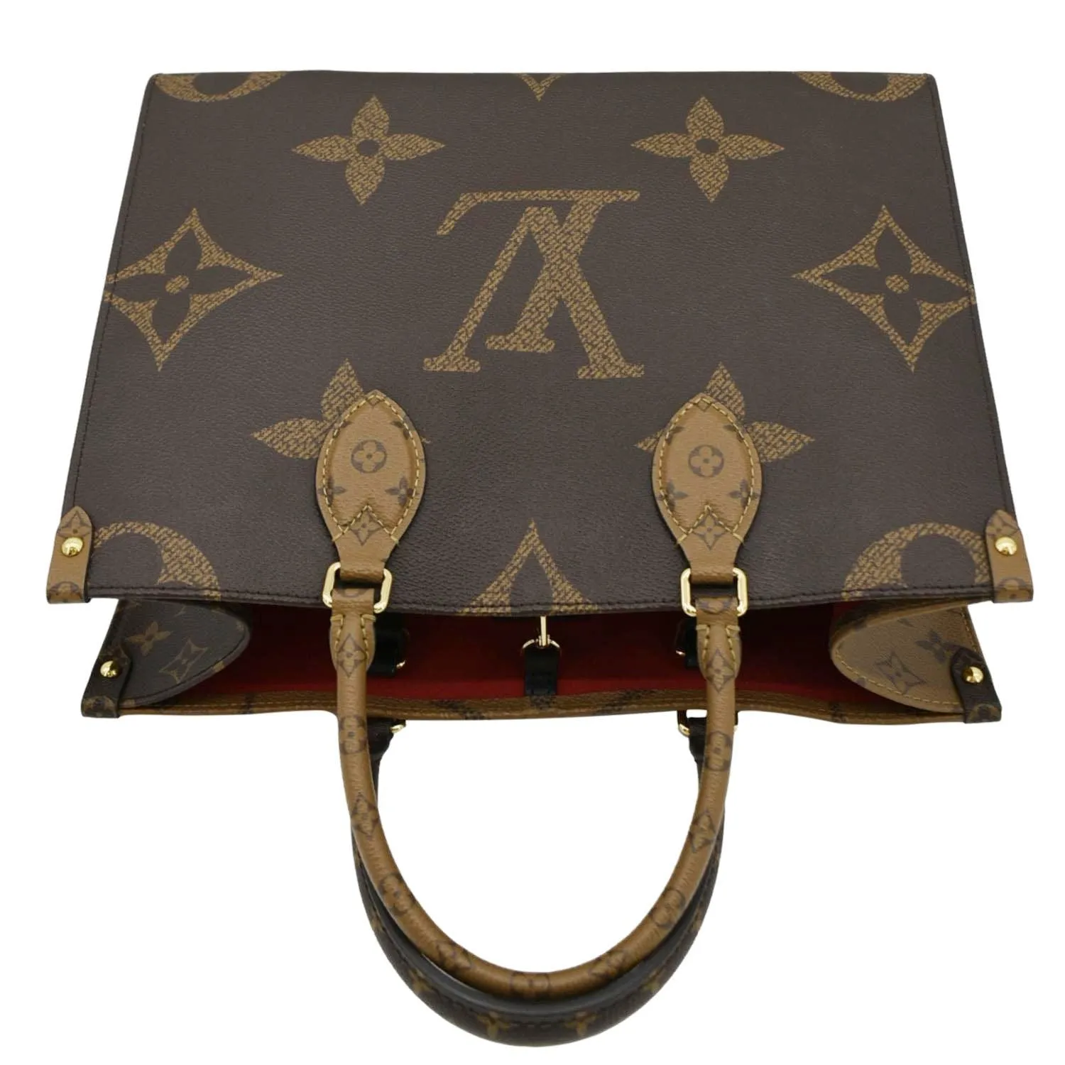 LOUIS VUITTON Onthego MM Giant Monogram Reverse Canvas Tote Bag Brown