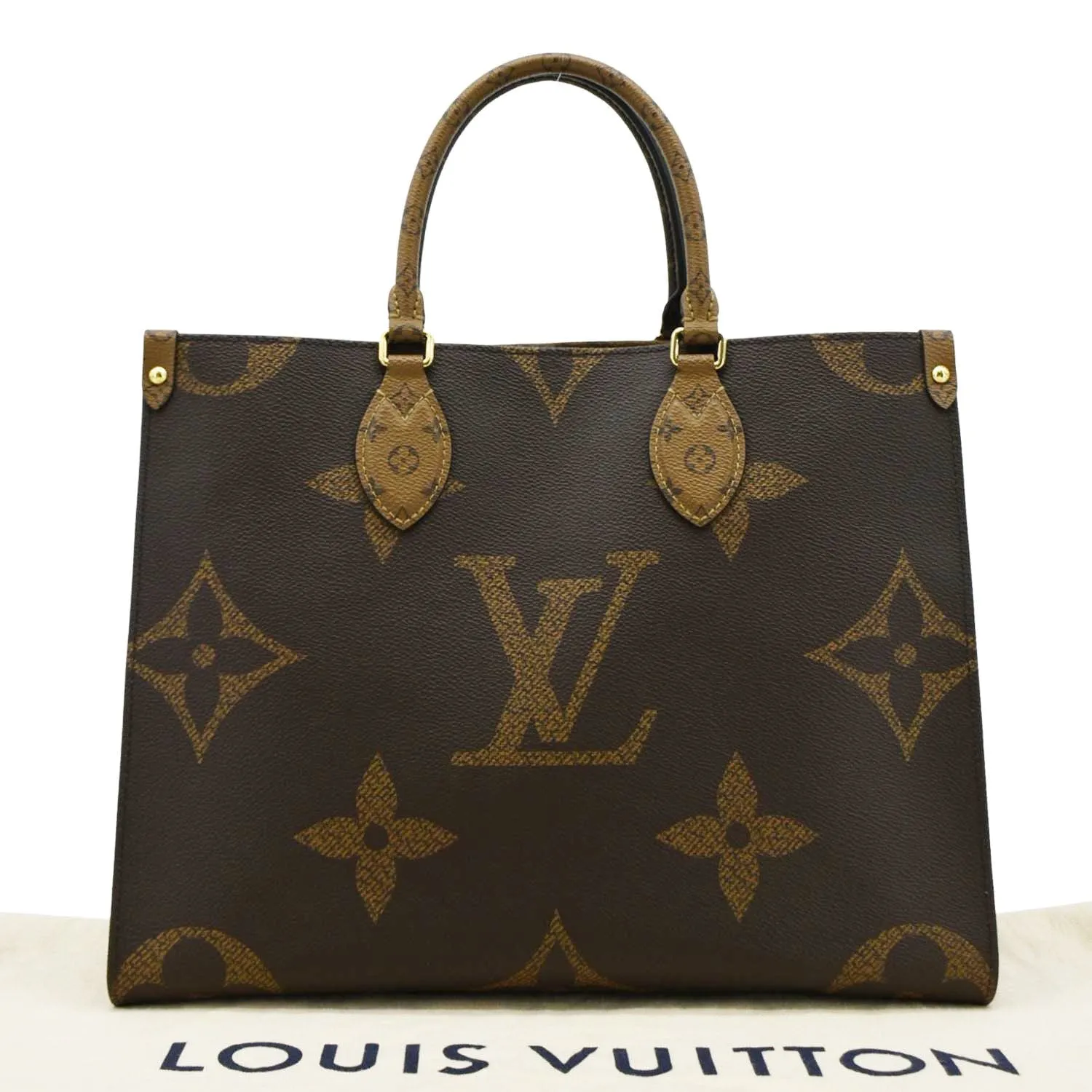 LOUIS VUITTON Onthego MM Giant Monogram Reverse Canvas Tote Bag Brown