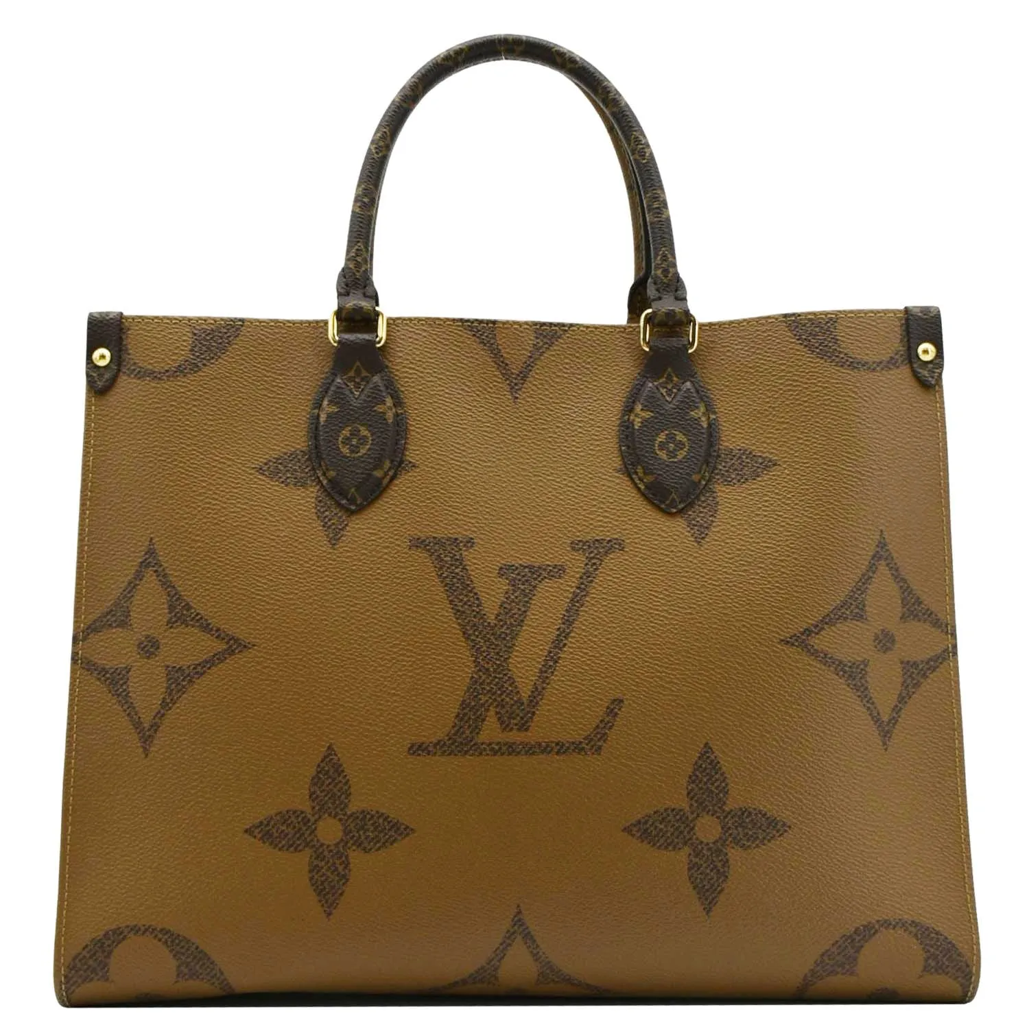 LOUIS VUITTON Onthego MM Giant Monogram Reverse Canvas Tote Bag Brown
