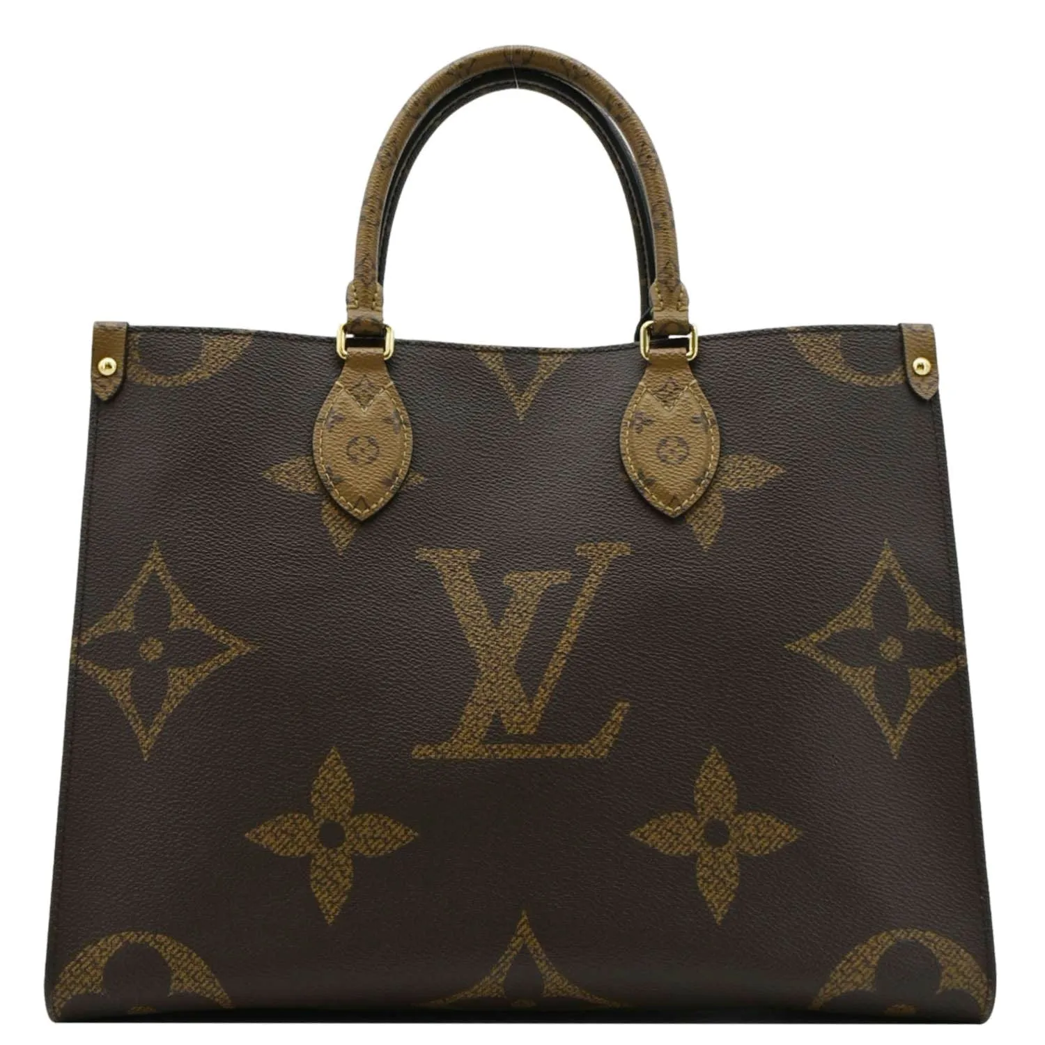 LOUIS VUITTON Onthego MM Giant Monogram Reverse Canvas Tote Bag Brown