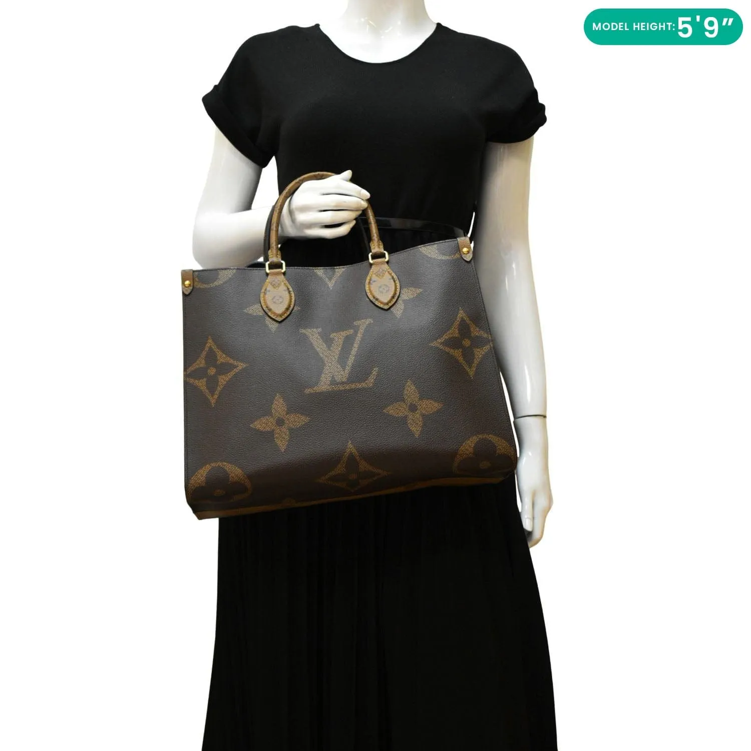 LOUIS VUITTON Onthego MM Giant Monogram Reverse Canvas Tote Bag Brown
