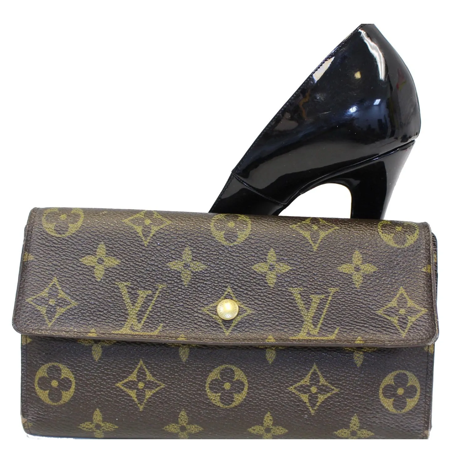 LOUIS VUITTON Porte Tresor International Monogram Canvas Wallet Brown