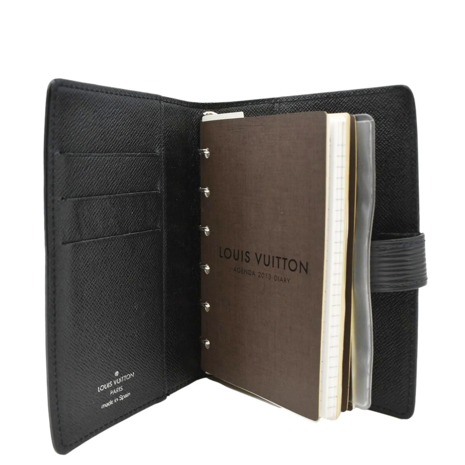LOUIS VUITTON Ring Agenda Small Epi Leather Organizer Cover Black