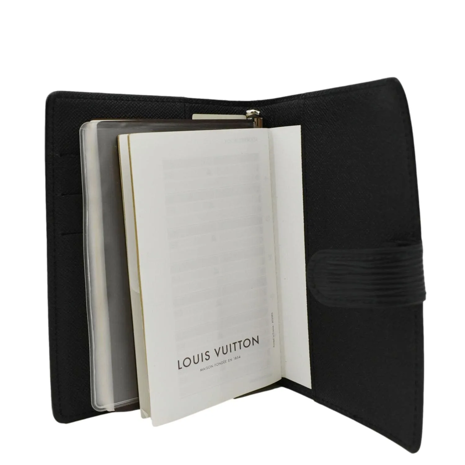 LOUIS VUITTON Ring Agenda Small Epi Leather Organizer Cover Black
