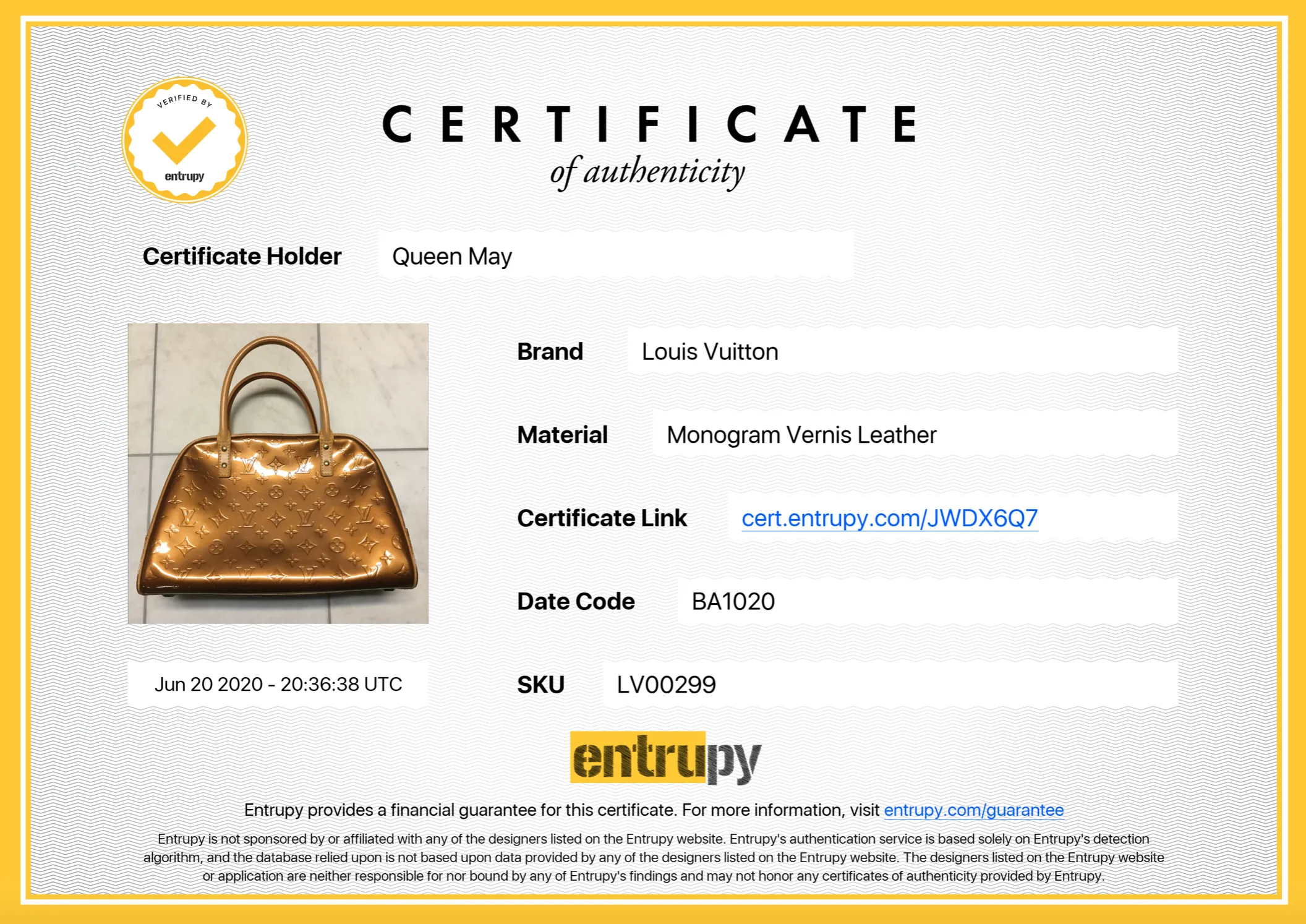 Louis Vuitton Vernis Tompkins Square Bag