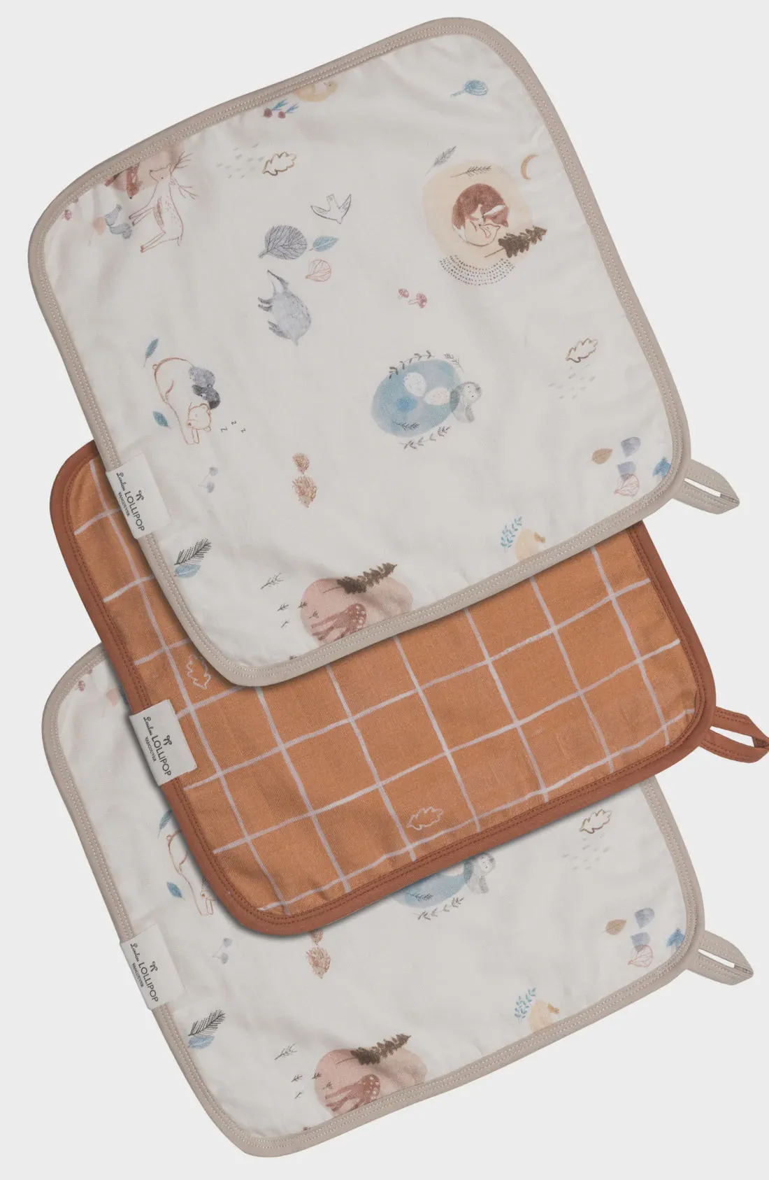 Loulou Lollipop - Washcloth 3 Piece Set - Cozy Forest