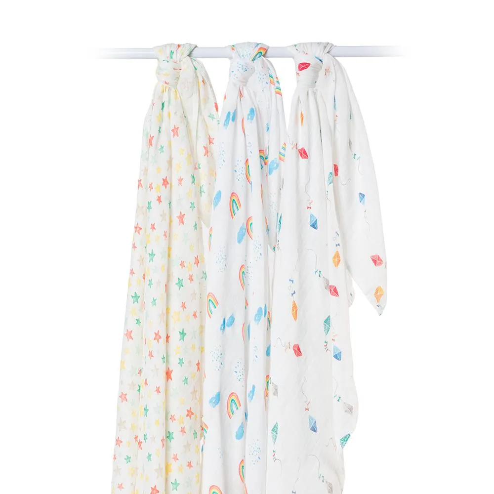 Lulujo Bamboo Muslin Swaddle 3 Pack - High in the Sky