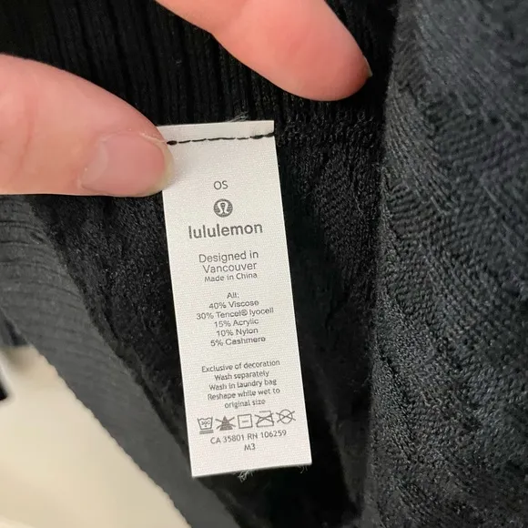 Lululemon Divinity Poncho Woven Sweater Wrap Black One Size Cashmere Blend