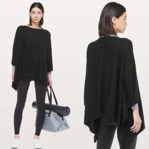 Lululemon Divinity Poncho Woven Sweater Wrap Black One Size Cashmere Blend