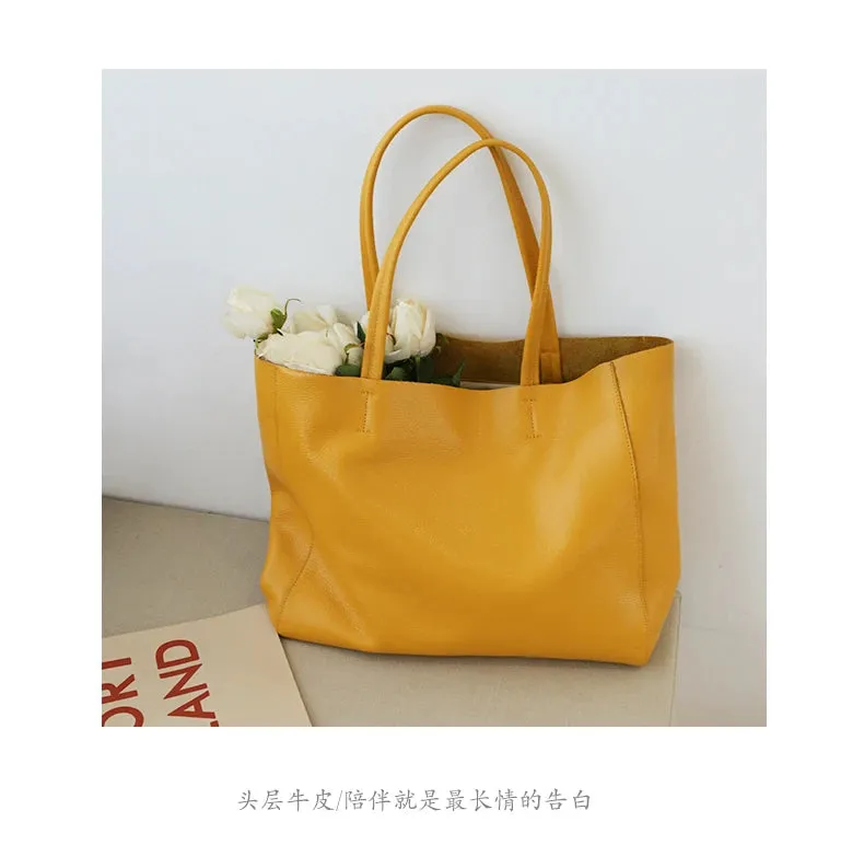 luxury Soft Genuine Leather Women Shoulder Bags Large Capacity Female Totes Bag Brand Designer Leather Lady Handbag Casual