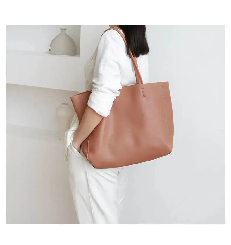 luxury Soft Genuine Leather Women Shoulder Bags Large Capacity Female Totes Bag Brand Designer Leather Lady Handbag Casual