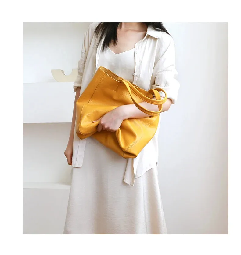 luxury Soft Genuine Leather Women Shoulder Bags Large Capacity Female Totes Bag Brand Designer Leather Lady Handbag Casual
