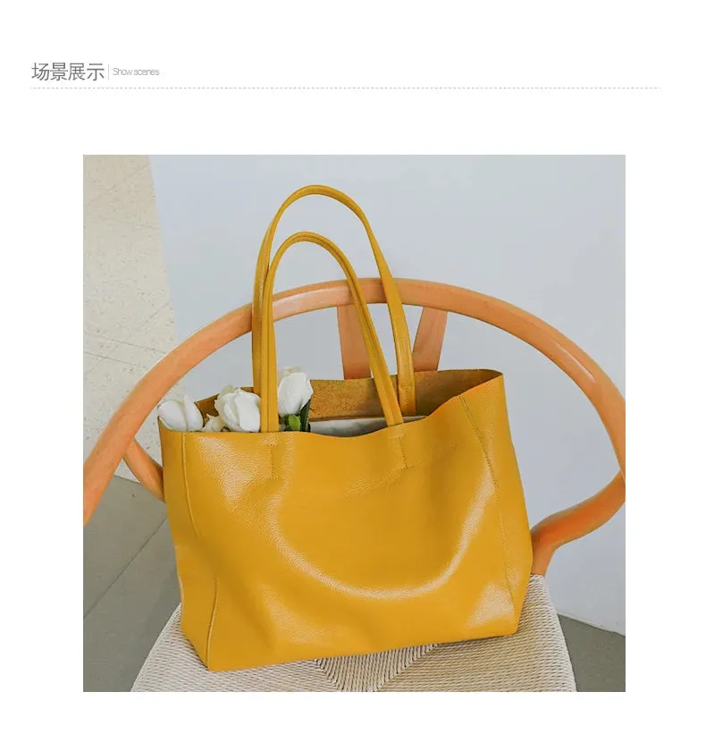 luxury Soft Genuine Leather Women Shoulder Bags Large Capacity Female Totes Bag Brand Designer Leather Lady Handbag Casual
