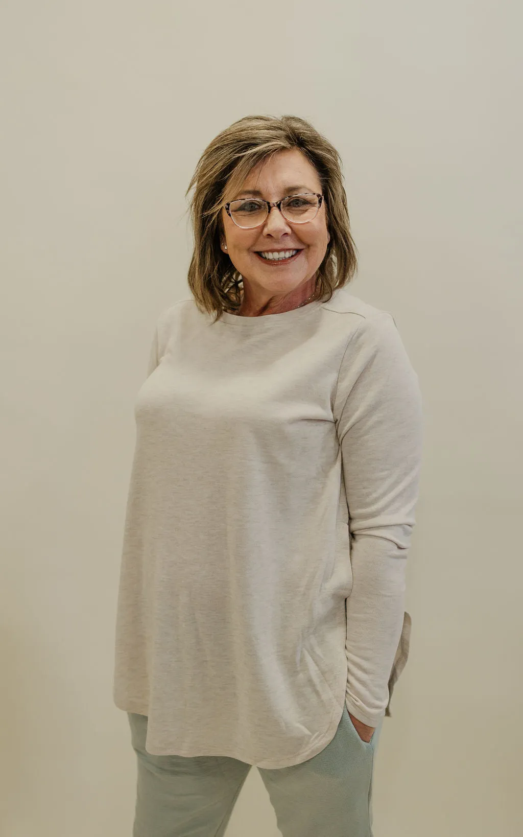 LYDIA LONG SLEEVE FLOW TOP WITH SIDE SLITS 3 COLOR OPTIONS