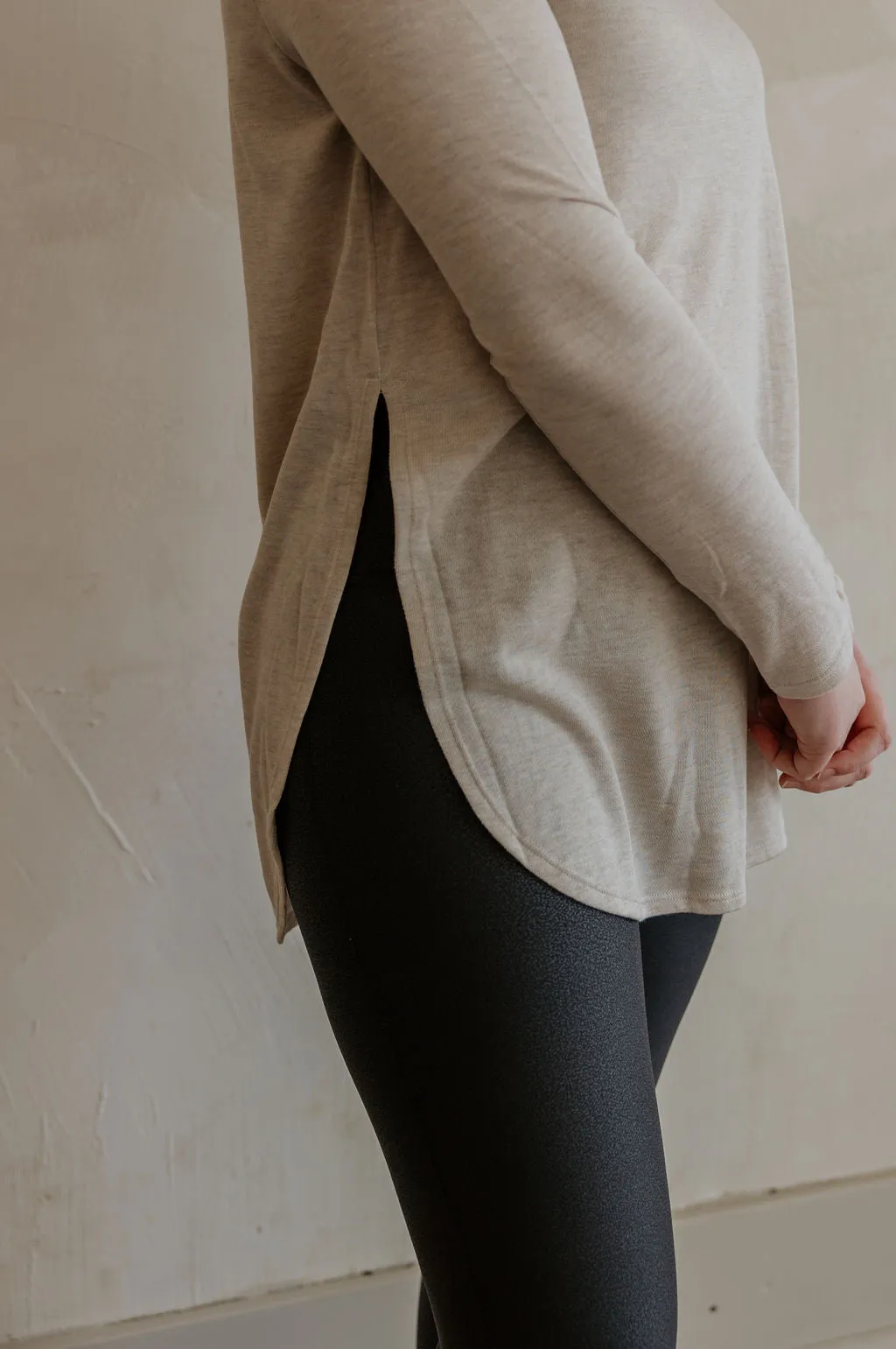 LYDIA LONG SLEEVE FLOW TOP WITH SIDE SLITS 3 COLOR OPTIONS