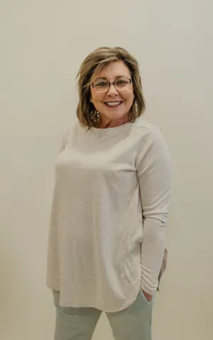 LYDIA LONG SLEEVE FLOW TOP WITH SIDE SLITS 3 COLOR OPTIONS