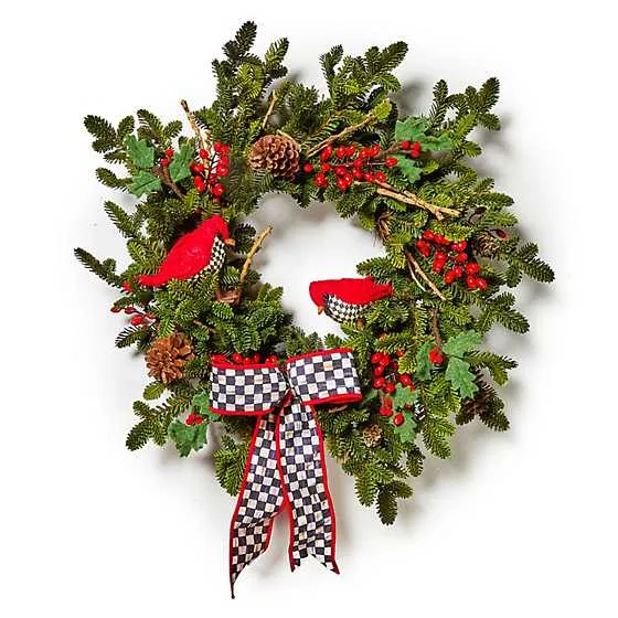MacKenzie-Childs - Cozy Christmas Cardinal 29" Wreath