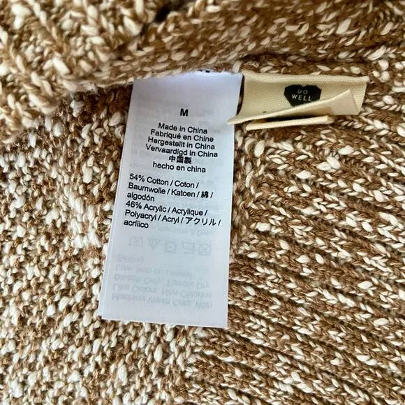 Madewell Boxy Side-Button Marled Tan Sweater Size Medium