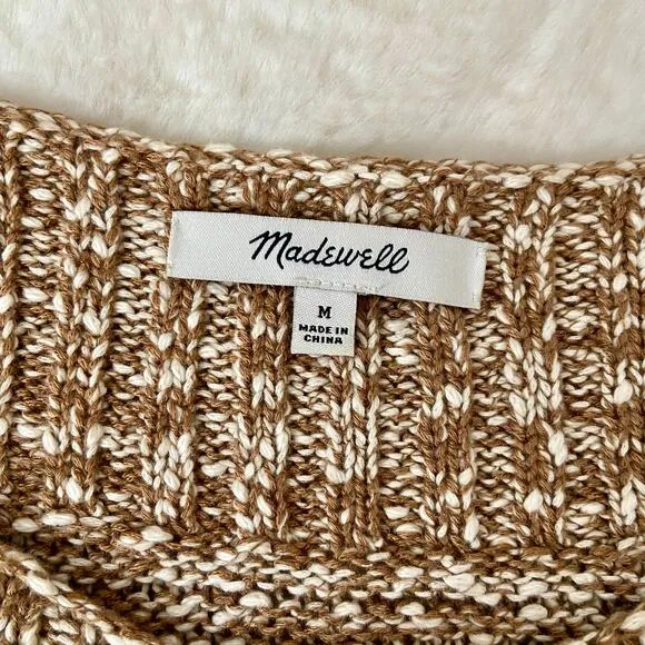 Madewell Boxy Side-Button Marled Tan Sweater Size Medium
