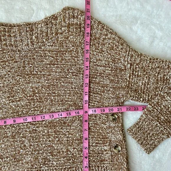 Madewell Boxy Side-Button Marled Tan Sweater Size Medium