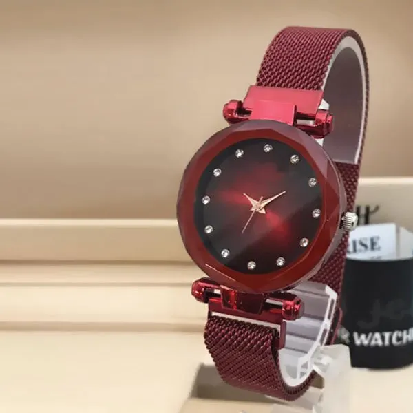 Magnet Chain Elegant Women Wrist Watch Red